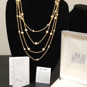 NIB Nolan Miller Set of 2 floating pearl strand necklaces